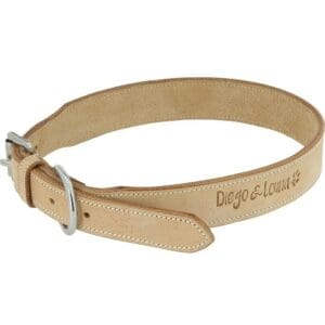 Collier cuir naturel DIEGO ET LOUNA pour chien