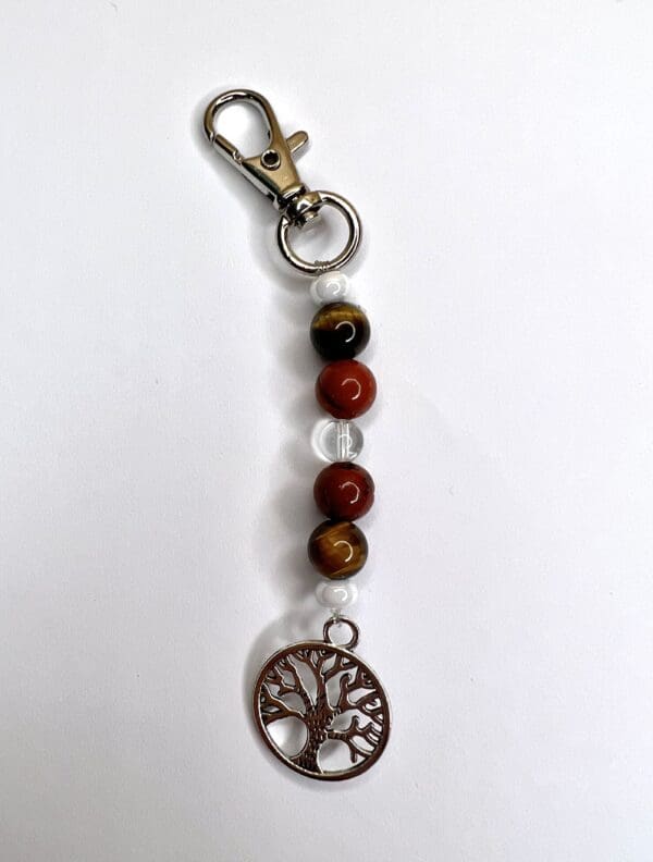 Charms Oeil de tigre - Jaspe Rouge - Cristal