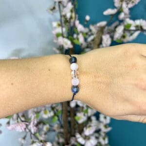 Bracelet réglable Sodalite-Quartz Rose-Cristal