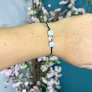 Bracelet réglable Aigue marine-Cristal