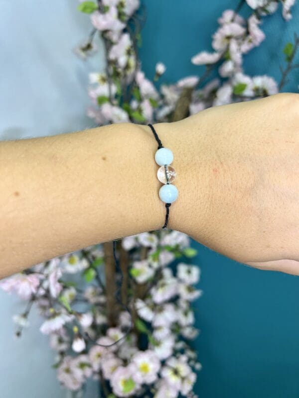 Bracelet réglable Aigue marine-Cristal