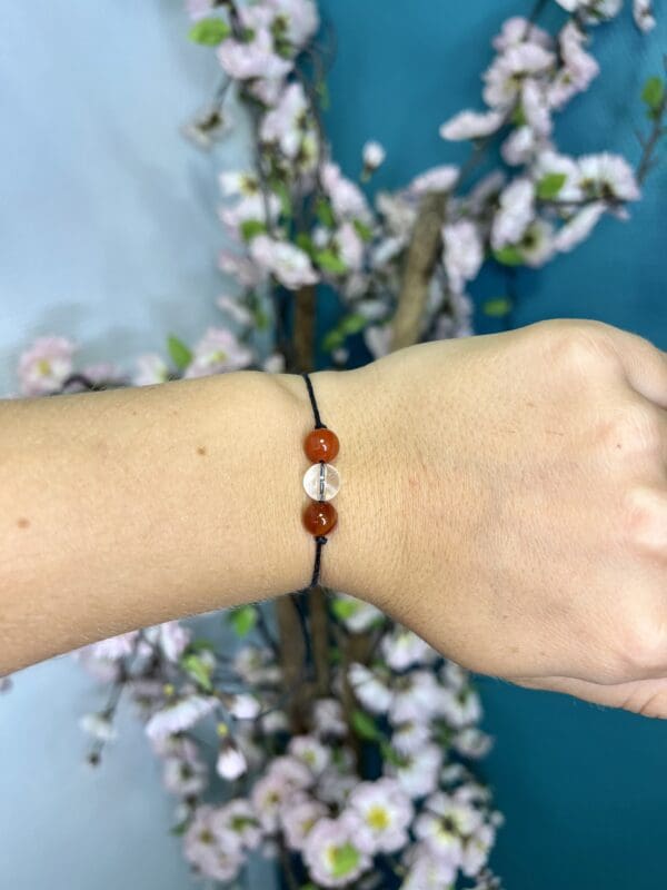 Bracelet réglable Cornaline-Cristal