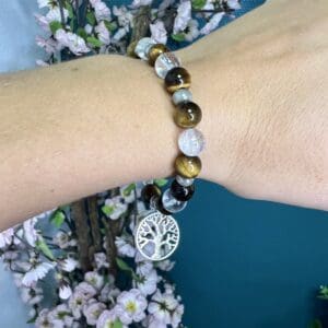 Bracelet simple Oeil de tigre-Cristal de roche