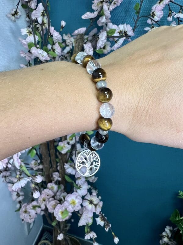Bracelet simple Oeil de tigre-Cristal de roche