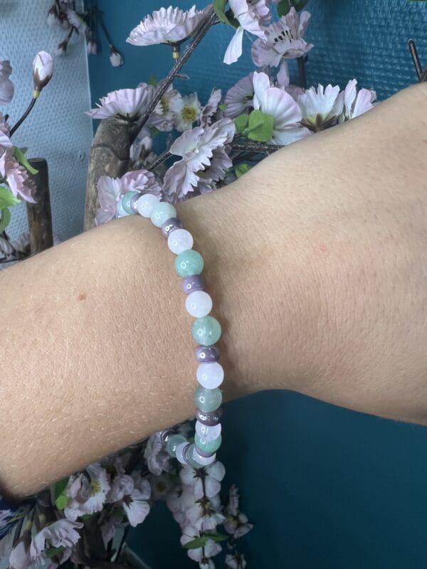 Bracelet simple Aventurine / Quartz Rose