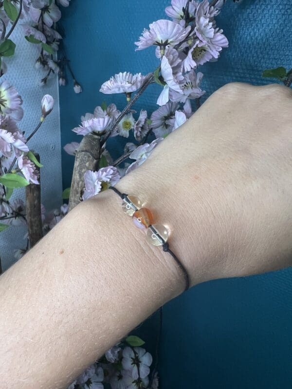 Bracelet réglable Calcite jaune - Cornaline