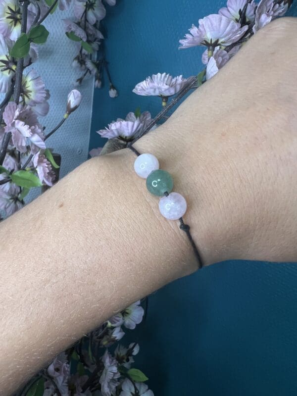 Bracelet réglable Aventurine - Quartz Rose
