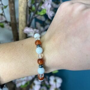 Bracelet simple Cornaline - Aigue marine et cristal de roche