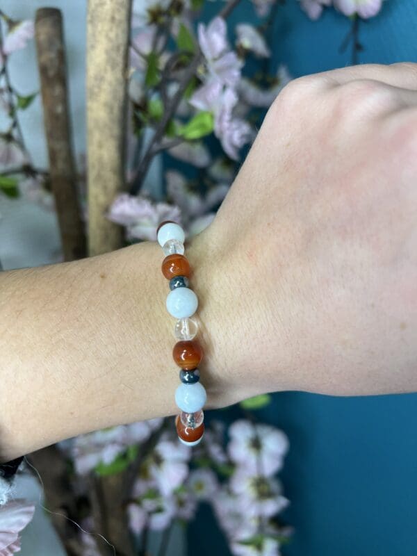 Bracelet simple Cornaline - Aigue marine et cristal de roche