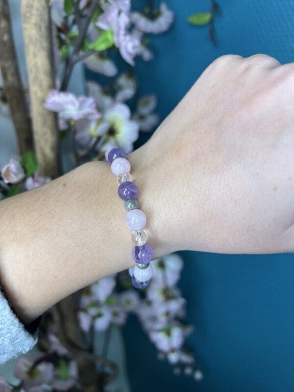 Bracelet simple Améthyste - Quartz rose